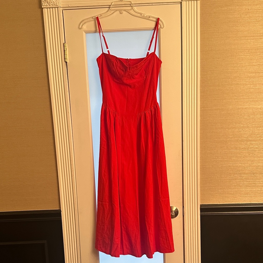 Red Spaghetti-Strap Midi Dress - Women